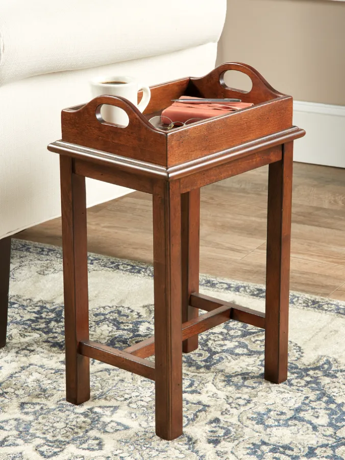 Solid Wood Chairside Tray Table