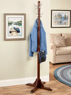 Solid Wood Coat Tree Rack
