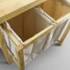 Solid Wood Dual Hamper Rolling Laundry Station