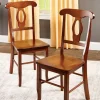 Solid Wood Keyhole-Back Chair, Set of 2