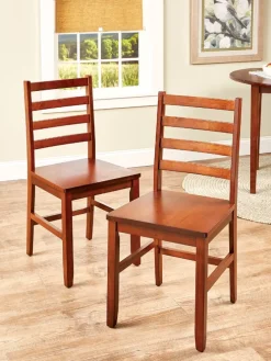 Solid Wood Ladderback Chair, Set of 2