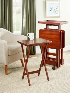 Solid Wood 6-Piece Snack Table Set