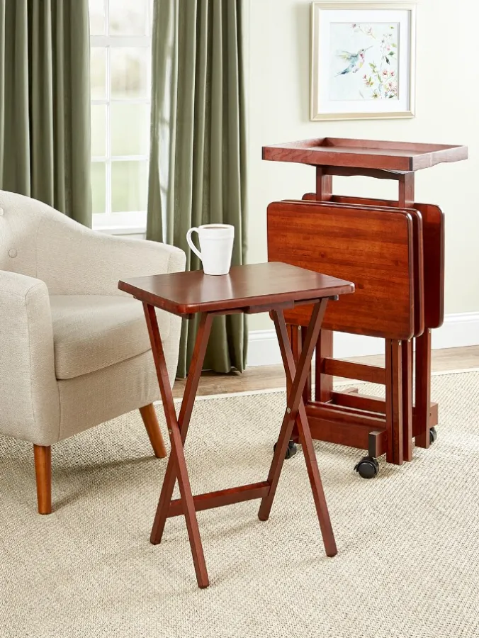 Solid Wood 6-Piece Snack Table Set