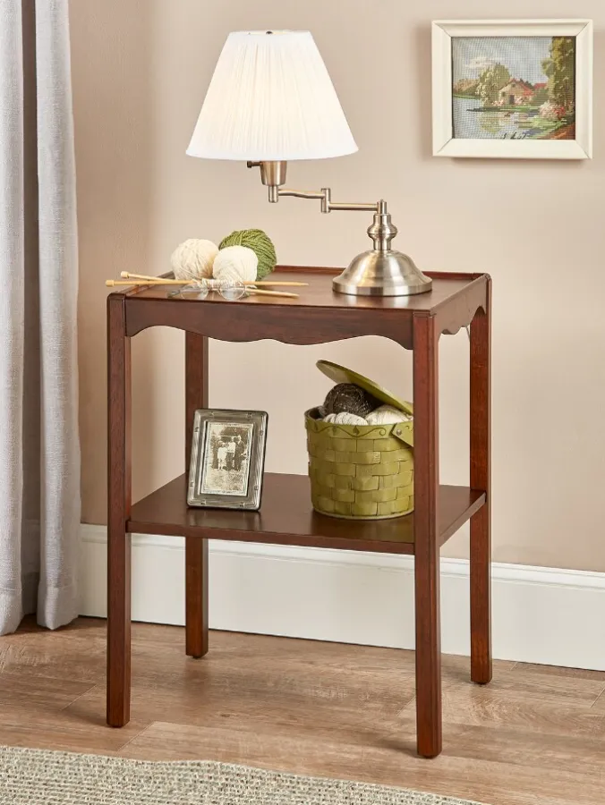Solid Wood Scalloped End Table