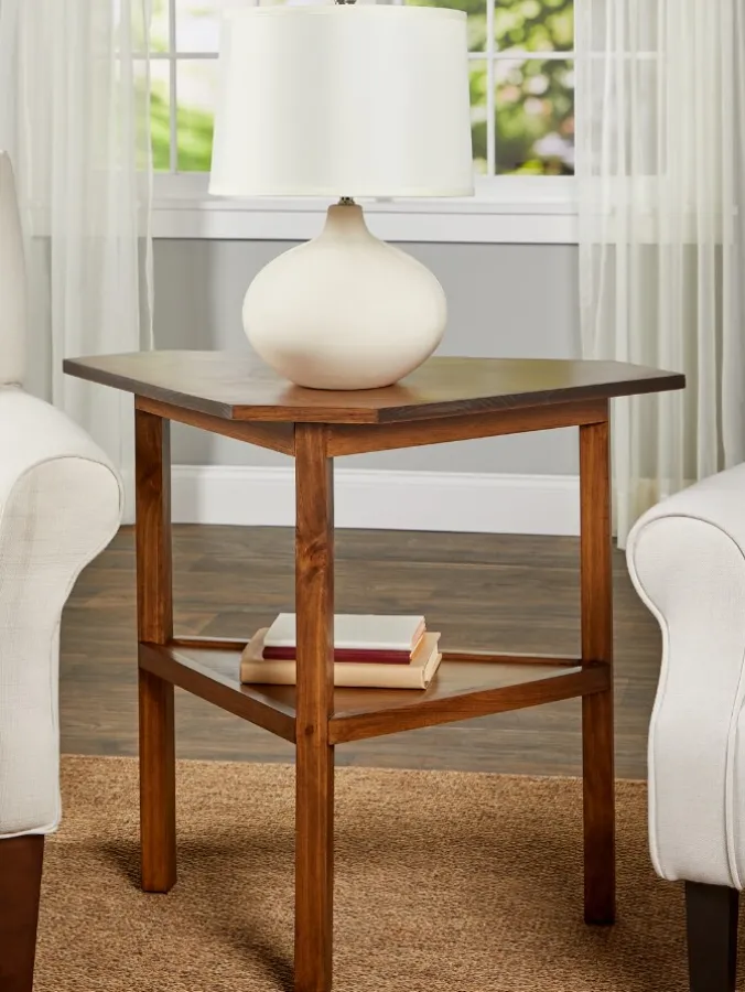 Solid Wood Single Tier Corner Table