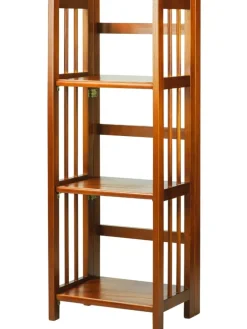 Solid Wood Slim-Fit Folding Bookshelf