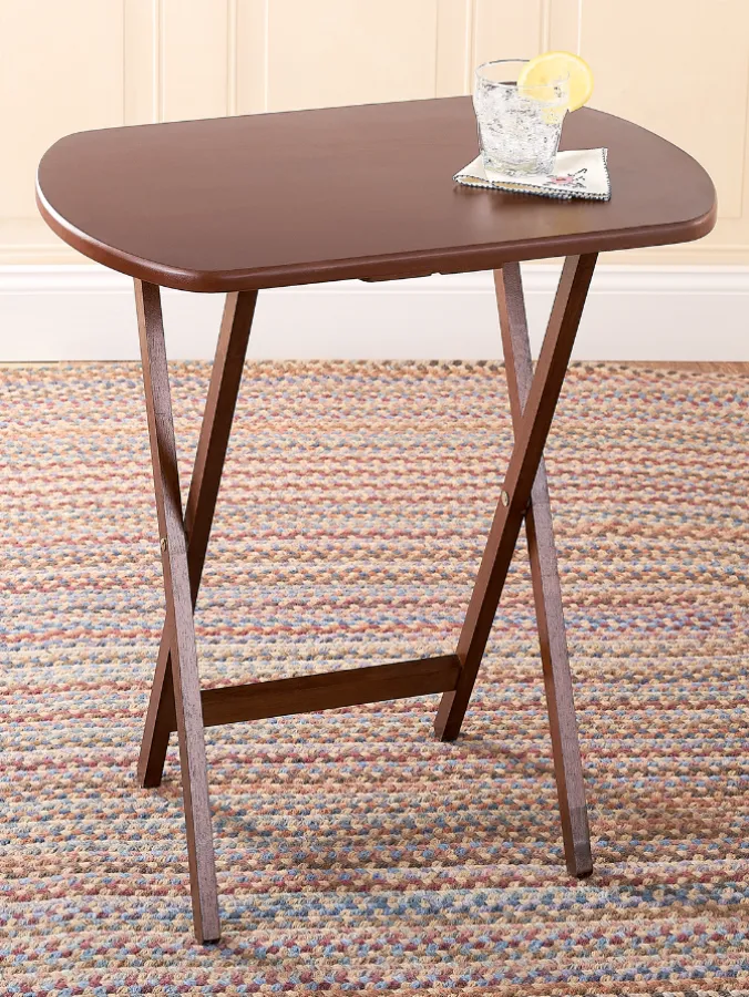Solid Wood TV Trays With Storage Stand, 4 Tables