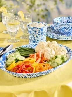 Splatterware Enamelware Oval Serving Platter