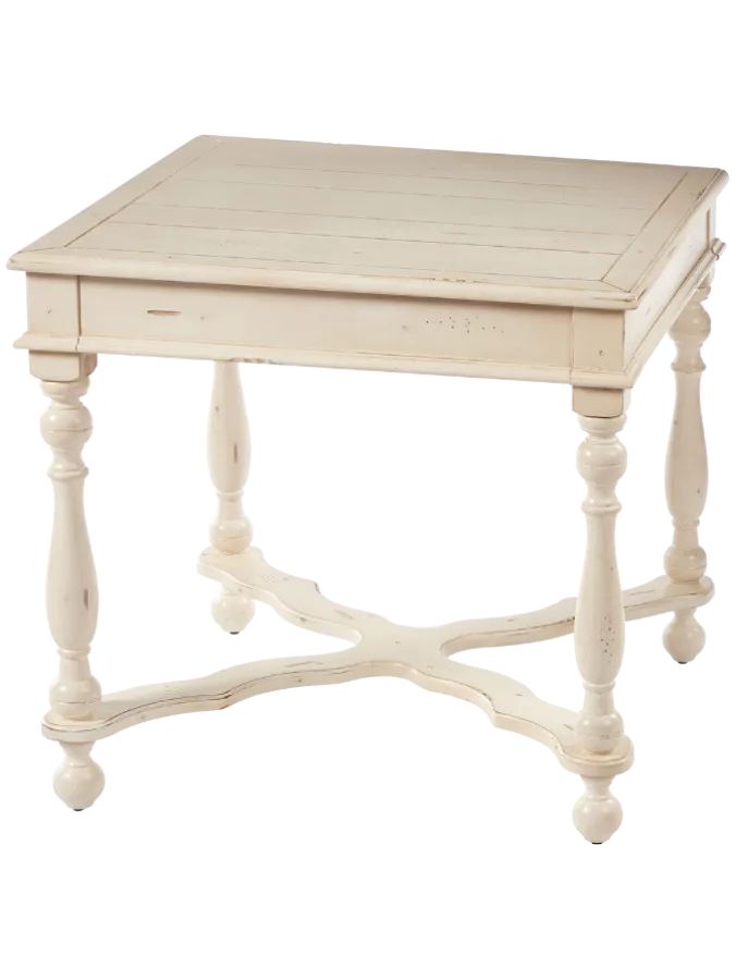 Square Wood End Table With Carved Legs