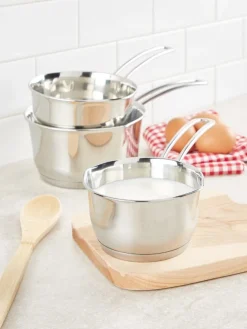 Stainless Steel Saucepan With Clad Bottom, In 3 Sizes