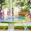 Stay-Put Round Elasticized Oilcloth Umbrella Tablecloth