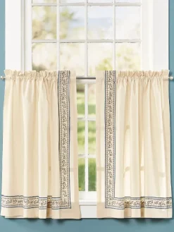 Stenciled Border Rod Pocket Muslin Tiers