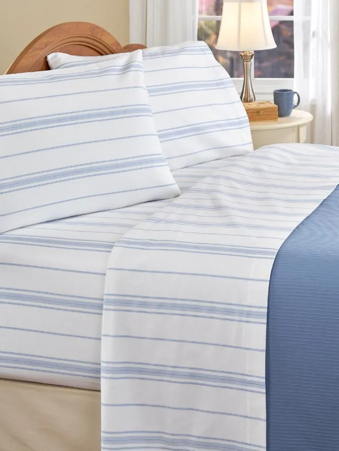 Striped Portuguese Cotton Flannel Sheet Set