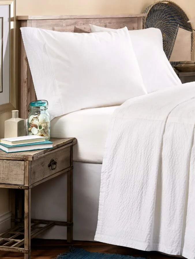 Striped Seersucker Portuguese Cotton Percale Sheet Set