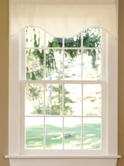 Striped Semi-Sheer Rod Pocket Scalloped Valance