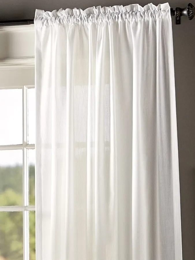 Striped Semi-Sheer Rod Pocket Curtains by Country Curtains®
