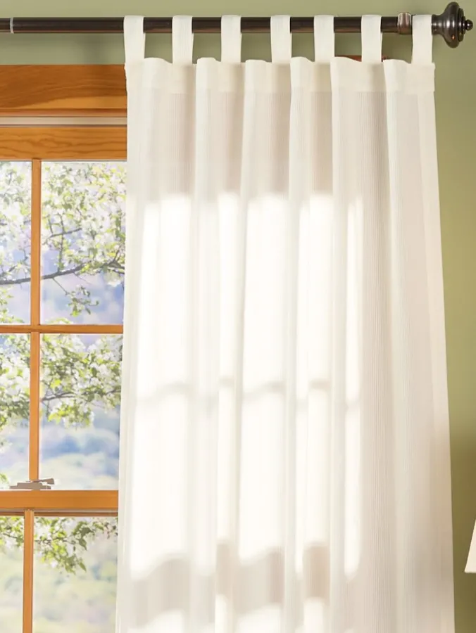 Striped Semi-Sheer Tab Top Panel by Country Curtains®