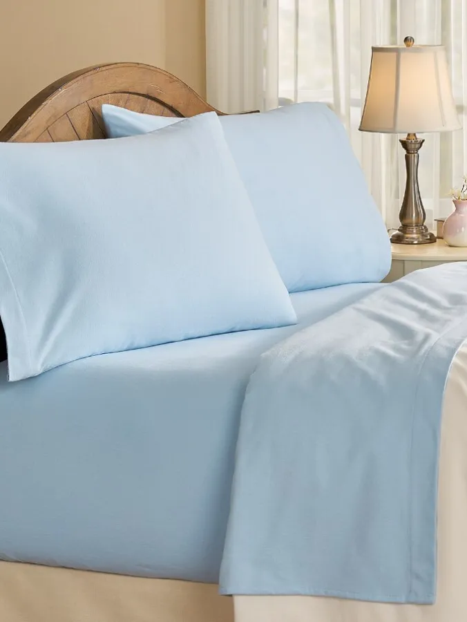 Super-Soft Portuguese Cotton Flannel Sheet Set in Blue