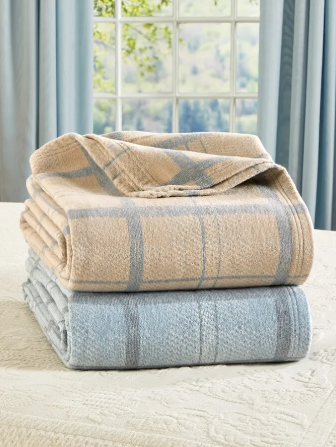 Super-Soft Windowpane Plaid Blanket or Throw
