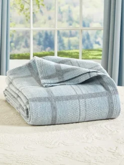 Super-Soft Windowpane Plaid Blanket or Throw