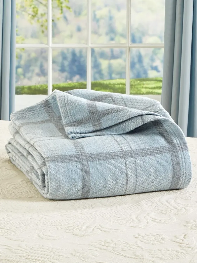 Super-Soft Windowpane Plaid Blanket or Throw