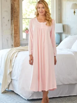 Sweet Dreams Long-Sleeve Jersey Cotton Nightgown