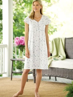 Sweet Violets Cotton Knit Nightgown