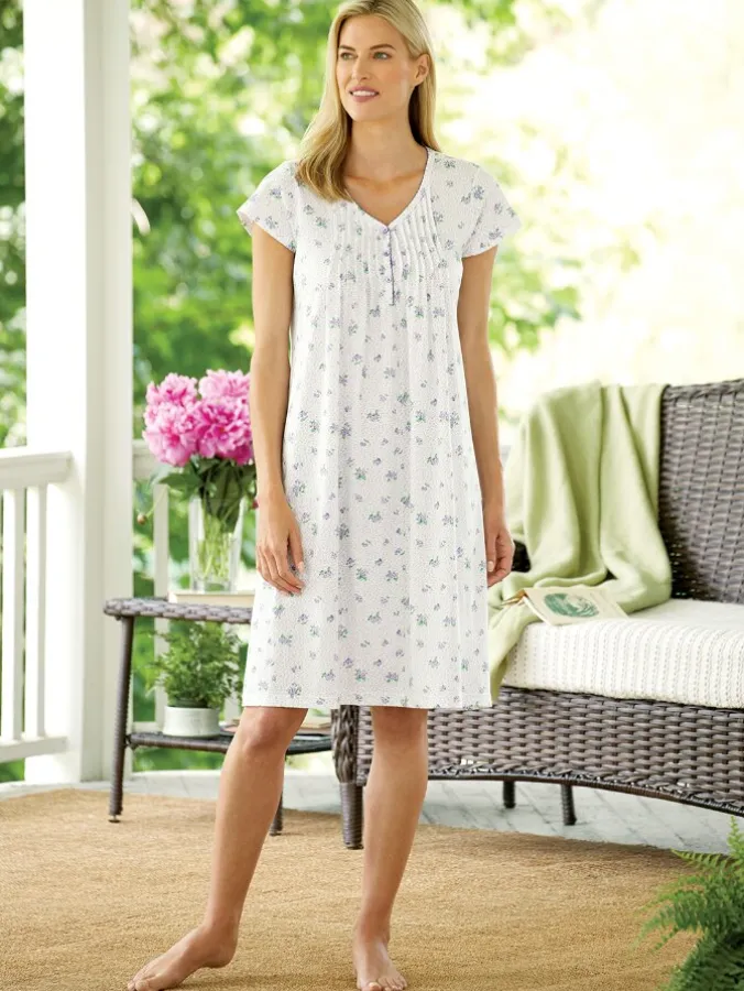Sweet Violets Cotton Knit Nightgown