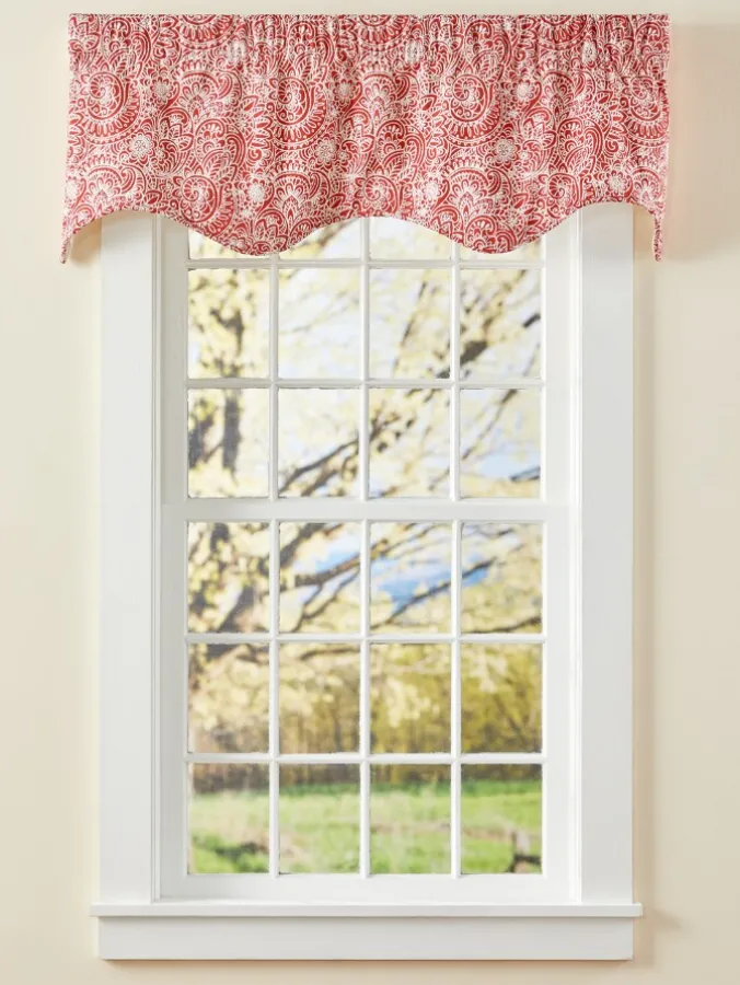 Swirling Paisleys Rod Pocket Scalloped Valance