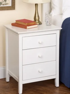 Three Drawer Wood Nightstand