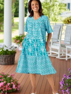 Tiered Short-Sleeve Muumuu