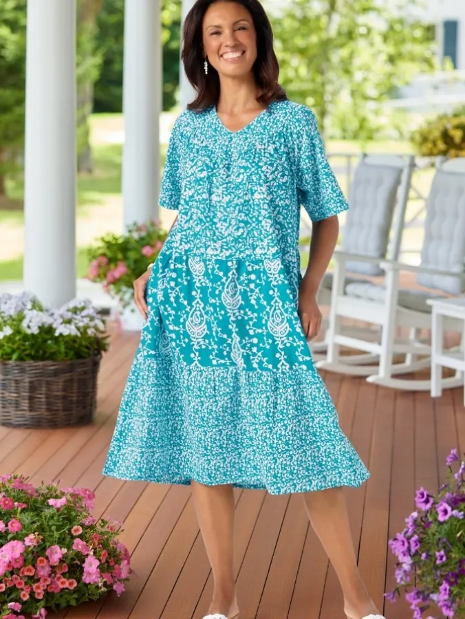 Tiered Short-Sleeve Muumuu
