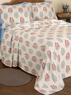 Timeless Bouquets Cotton Bedspread or Pillow Sham