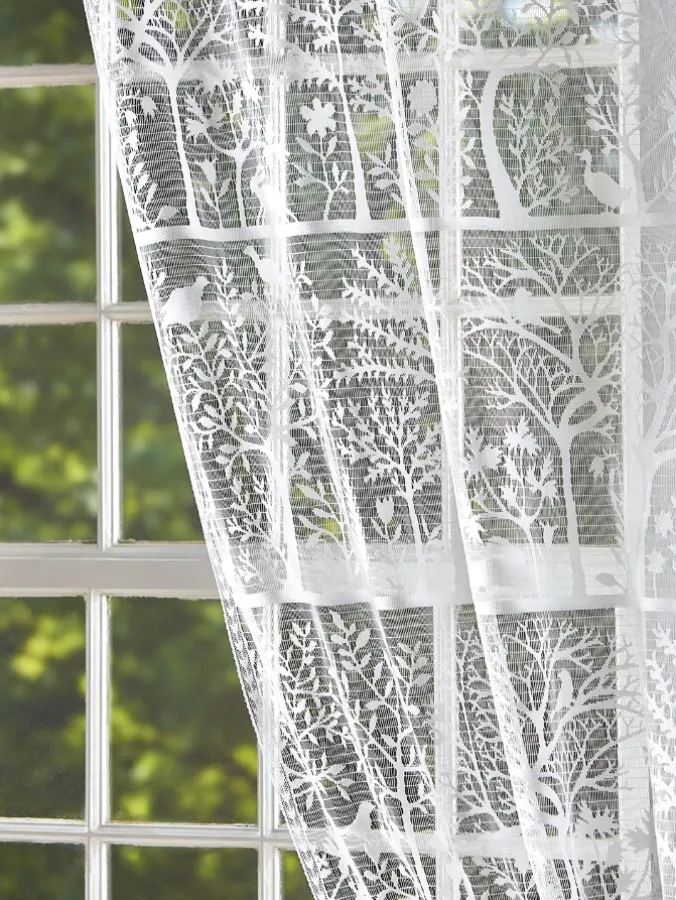 Tree of Life Lace Rod Pocket Curtain Panel