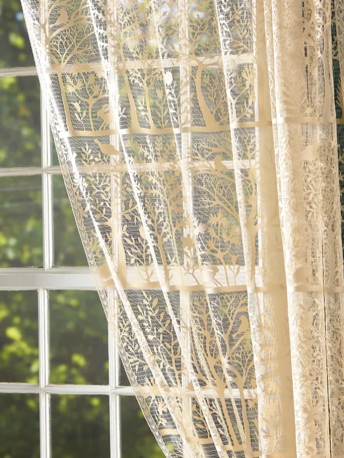 Tree of Life Lace Rod Pocket Curtain Panel