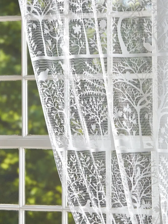 Tree of Life Lace Rod Pocket Curtain Panel