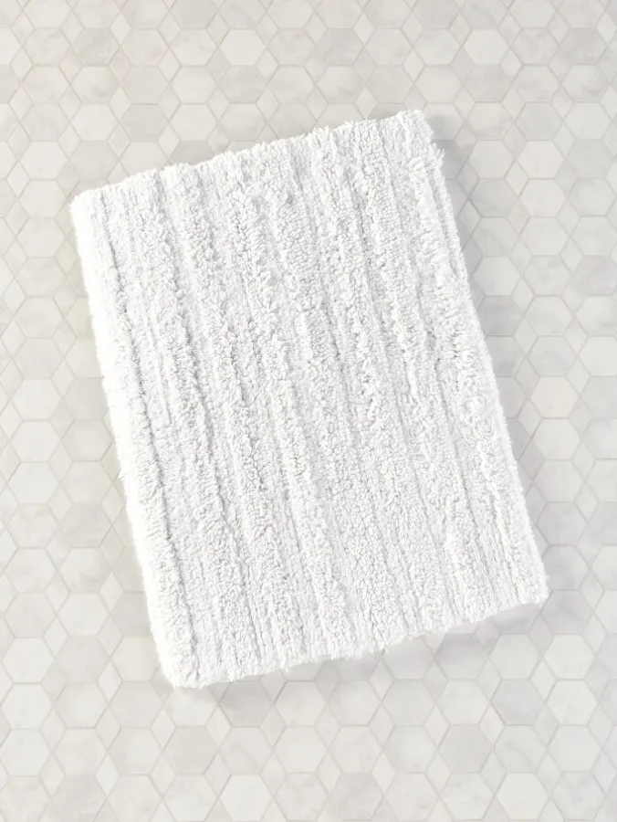 Tufted Stripe Reversible Cotton Bath Rug, In 3 Sizes