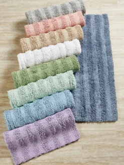 Tufted Stripe Reversible Cotton Bath Rug, In 3 Sizes