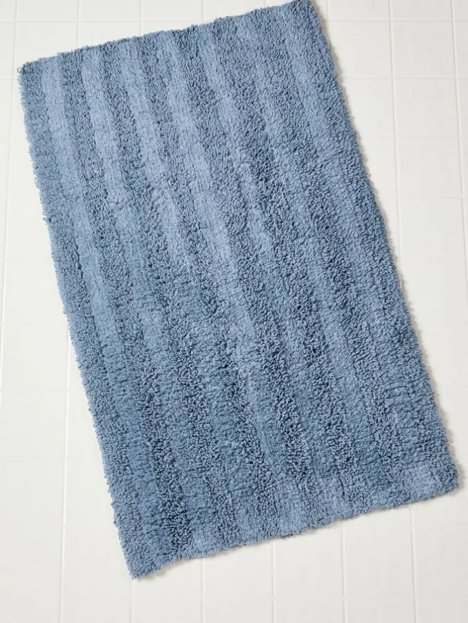 Tufted Stripe Reversible Cotton Bath Rug, In 3 Sizes
