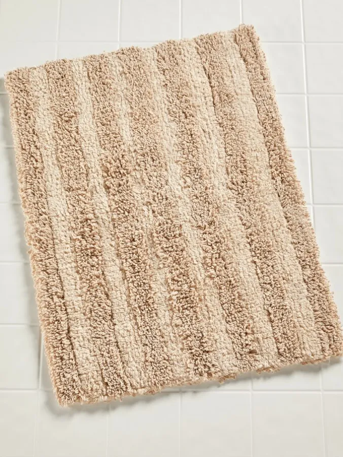 Tufted Stripe Reversible Cotton Bath Rug, In 3 Sizes