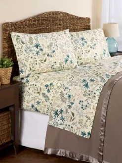 Twilight Garden Portuguese Cotton Flannel Sheet Set