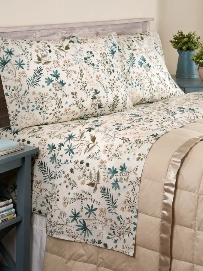 Twilight Garden Portuguese Cotton Percale Sheet Set