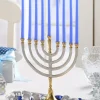 Two-Tone Brass and Nickel Hanukkah Menorah