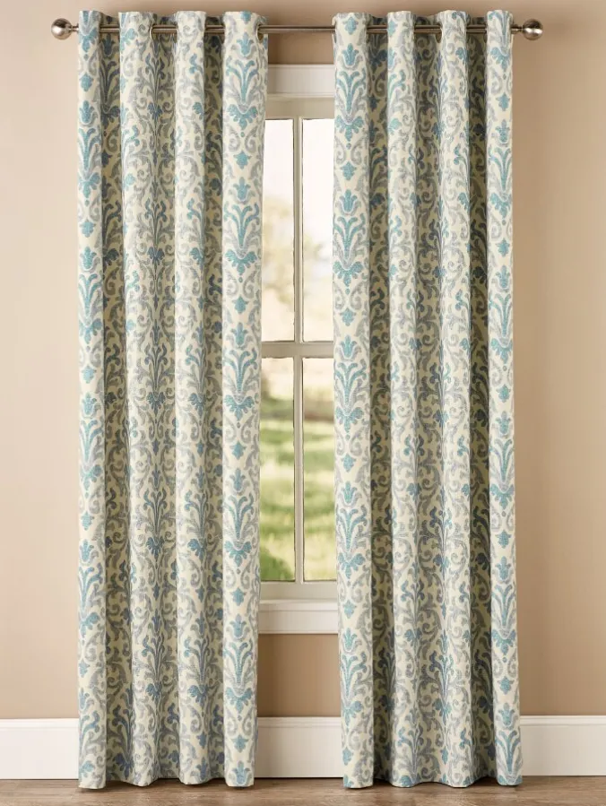 Venetian Brocade Linen Grommet Top Curtains