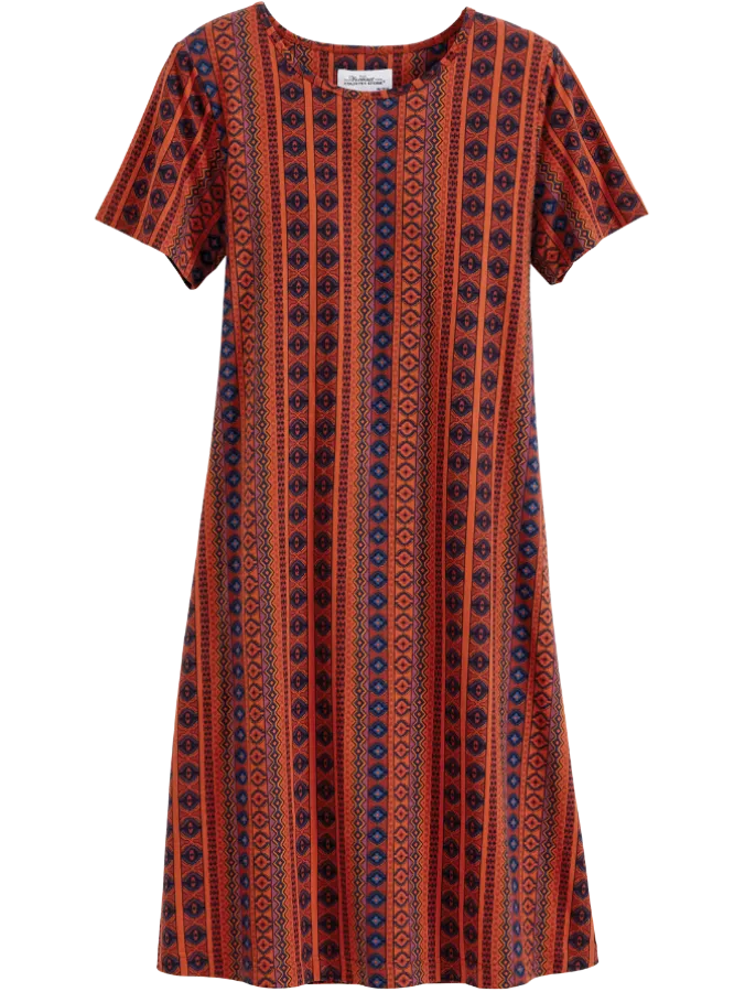 Vertical-Print Cotton Knit Dress