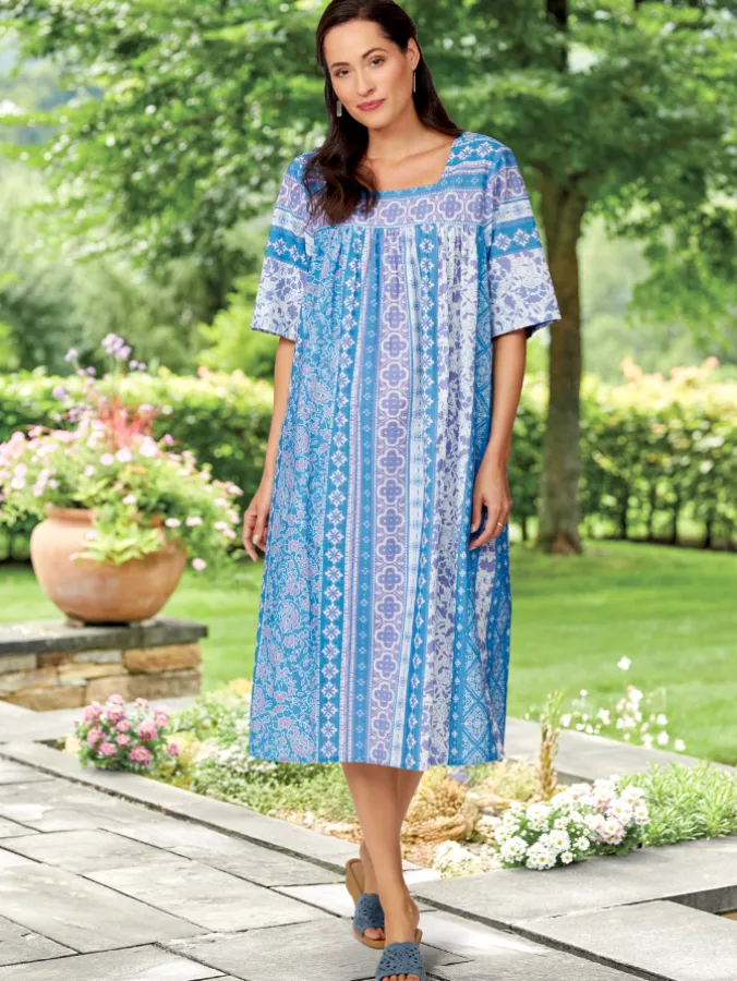 Vertical-Print Cotton Muumuu
