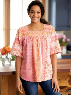Vertical-Print Cotton Muumuu Top