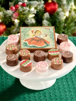 Vintage Christmas Belgian Chocolate Card and Cream Drop Gift Box