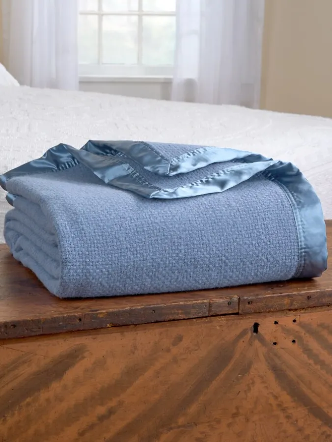 Washable Merino Wool Lightweight Basketweave Blanket