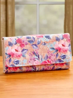 Watercolor Floral RFID-Blocking Clutch Wallet